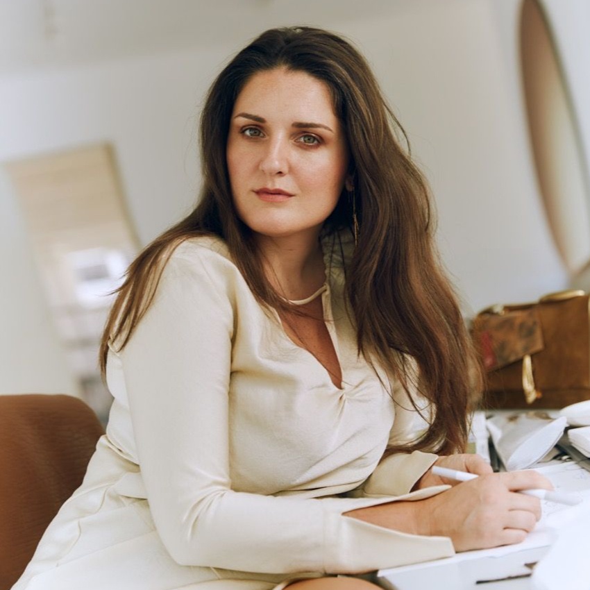 Accessory designer Benedetta Bruzziches at her desk