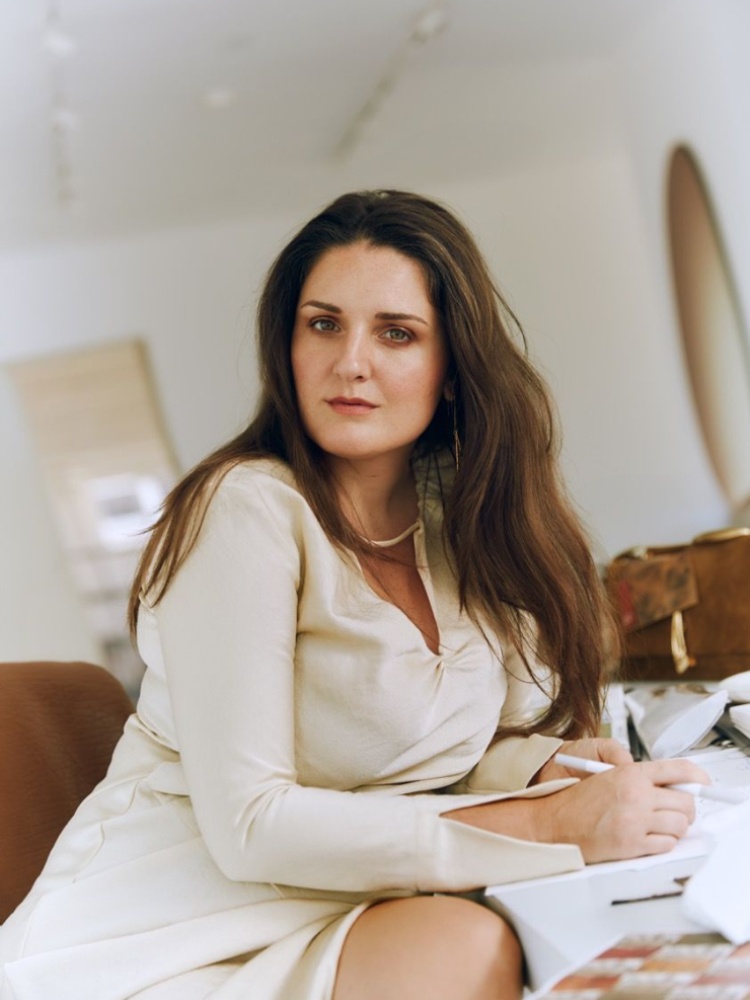 Accessory designer Benedetta Bruzziches at her desk