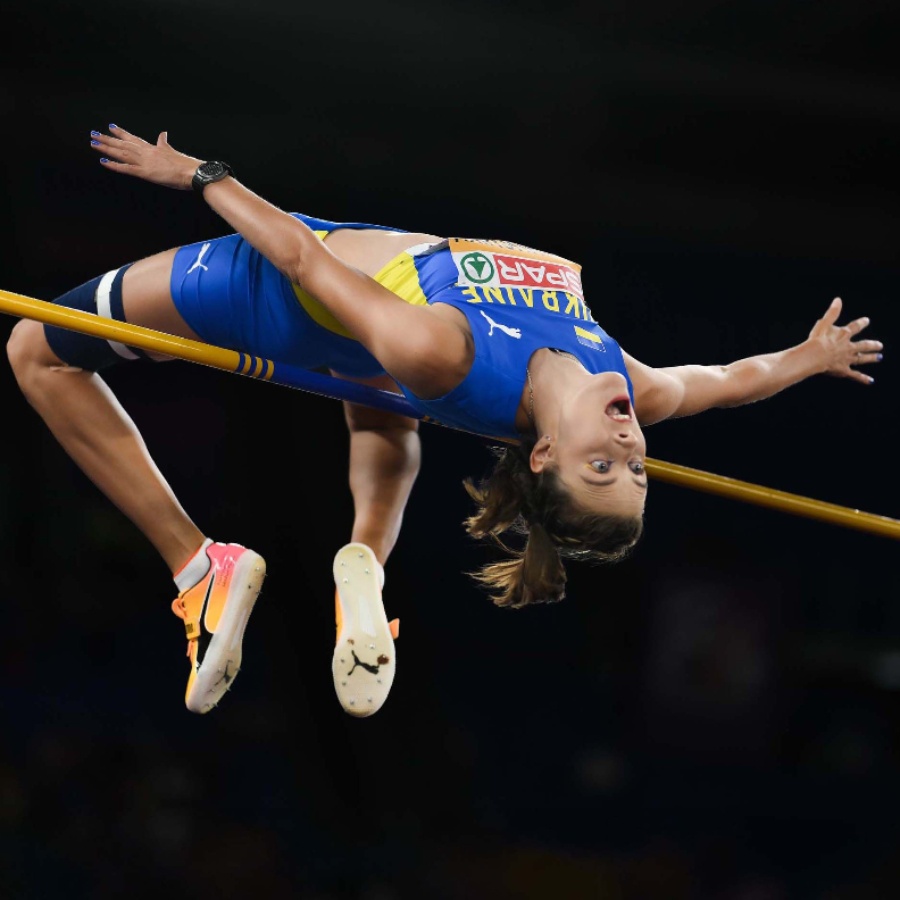 High jumper Yaroslava Mahuchikh makes the winning leap in Puma shoes