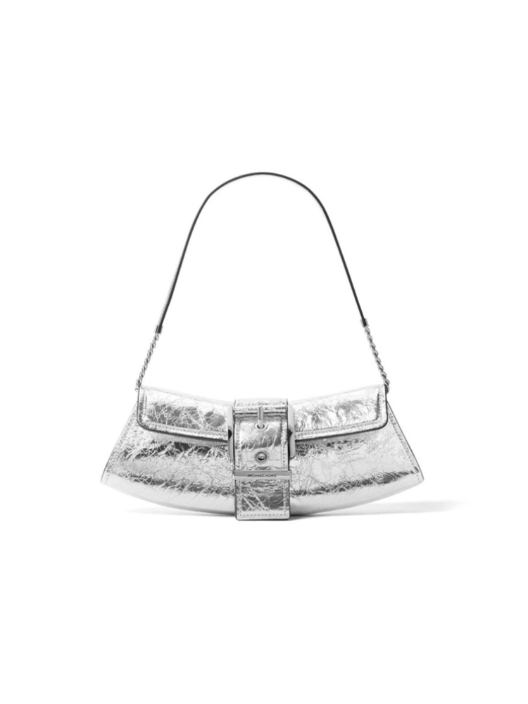 A silver Michael Kors shoulder bag